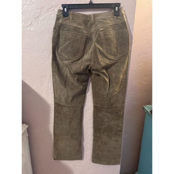 Ann Taylor Taupe Leather Straight Leg Pants Trousers Size 2 Tan Brown - Picture 7 of 7